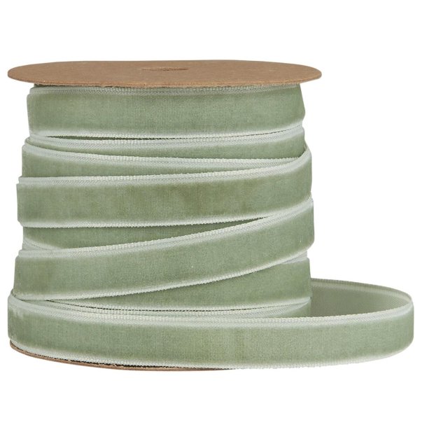 Velourbnd p spole - Dusty Green - 1 cm x 10 m