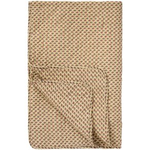 Mathilde vatt�ppe i creme med gammelrosa og st�vet gr�nt blokm�nster 130 x 180 cm