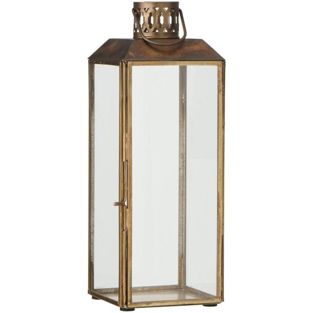 Lanterne Vilhelm i antik messing og klart glas &ndash; 25 cm