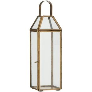 Lanterne Laurits i antik messing og klart glas &ndash; 30 cm
