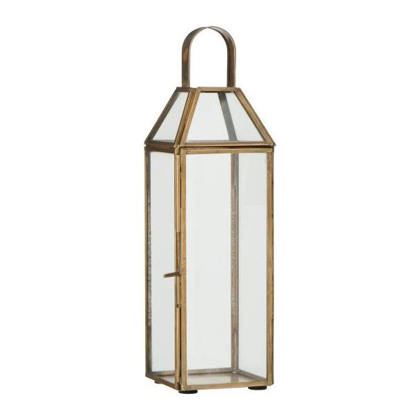 Lanterne Laurits i antik messing og klart glas &ndash; 30 cm