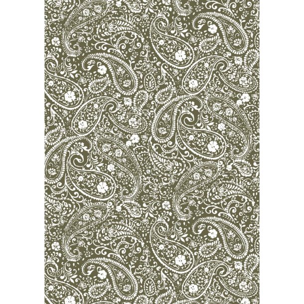 Gavepapir - Grn paisley - 5 meter