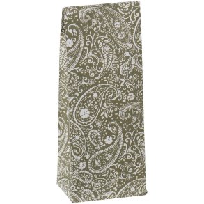 Klodsbundspose - Grn paisley - B:9 x H:22,5 cm.