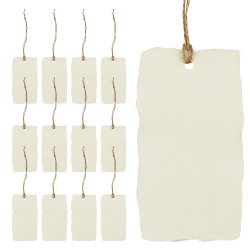 12 Elegante &amp; r� kort med jutesnor - 5,5 x 10 cm