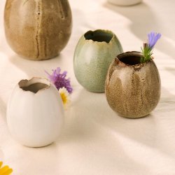 Vase - Egg - White - H:6,5 cm