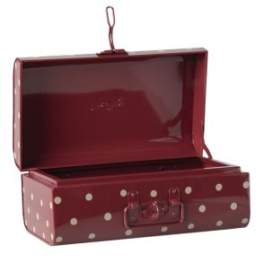 Rd kuffert fra Maileg - Hvide prikker - 35 x 20 x H:15 cm