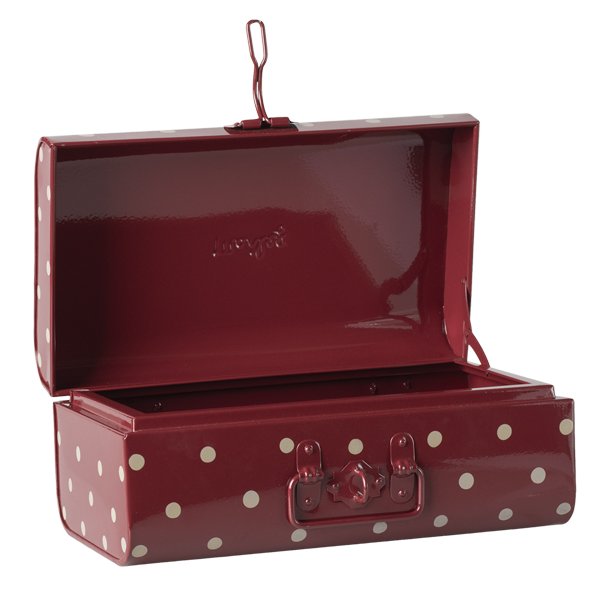 Rd kuffert fra Maileg - Hvide prikker - 35 x 20 x H:15 cm