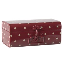 Rd kuffert fra Maileg - Hvide prikker - 35 x 20 x H:15 cm