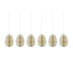 6 styk Honeycomb - HDEggs - Off White - H:5 cm