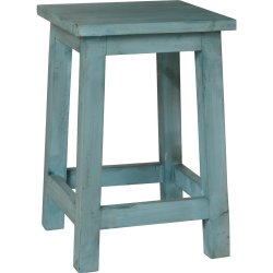 Bl� taburet i fyrretr� 30 x 30 x 45 cm