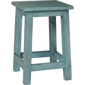 Bl� taburet i fyrretr� 30 x 30 x 45 cm