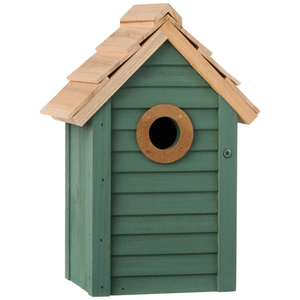 Fuglehus - Bl�gr�nt - Naturfarvet tag - H:26 cm