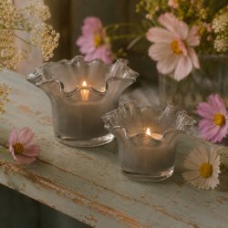 Fyrfadsstager i glas � s�t med 2 stk. � Grey � Madam Stoltz