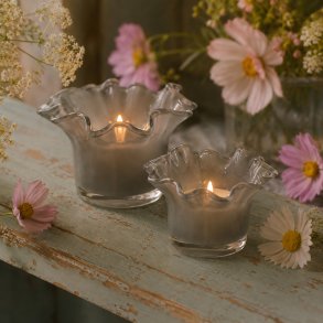 Fyrfadsstager i glas � s�t med 2 stk. � Grey � Madam Stoltz