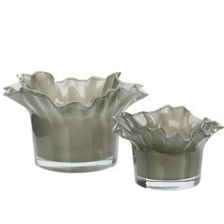 Fyrfadsstager i glas � s�t med 2 stk. � Grey � Madam Stoltz