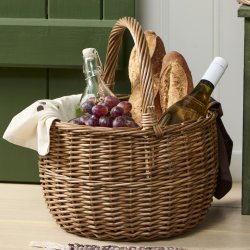 Kurv - Rund - Hank p� tv�rs -  H:37 �:33 cm.