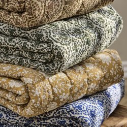 Vintage vattppe -  Ane - White - Myrtle Green - 130 x 170 cm