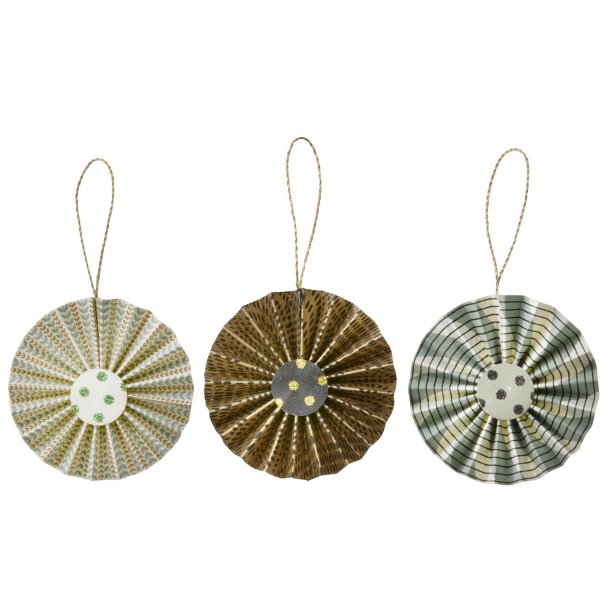 3 styk Paperrosette fra Bungalow - Sage - :6 cm
