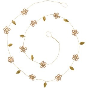 Fairytale Christmas ranke med brune glasperler og guldfarvede blade 100 cm