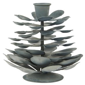 Koglestage i r�t zink-look til almindelige lys H 11,5 cm