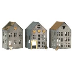 3 sm� huse med messingdetaljer - H: 13 cm