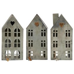 3 sm� huse med messingdetaljer - H: 17,5 cm