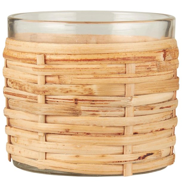 Stage til fyrfadslys - rattanflet - H:6,3 cm