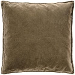 pudebetr�k, velourpudebetr�k, pudebetr�k velour, Truffle, taupe pude, brun pude, gr�brunt pudebetr�k, mokkafarvet pude, stenvasket bomuldsvelour, pudebetr�k 52x52, pyntepude, sofapude, vintage pudebetr�k