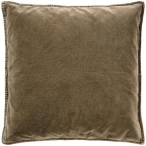 pudebetr�k, velourpudebetr�k, pudebetr�k velour, Truffle, taupe pude, brun pude, gr�brunt pudebetr�k, mokkafarvet pude, stenvasket bomuldsvelour, pudebetr�k 52x52, pyntepude, sofapude, vintage pudebetr�k
