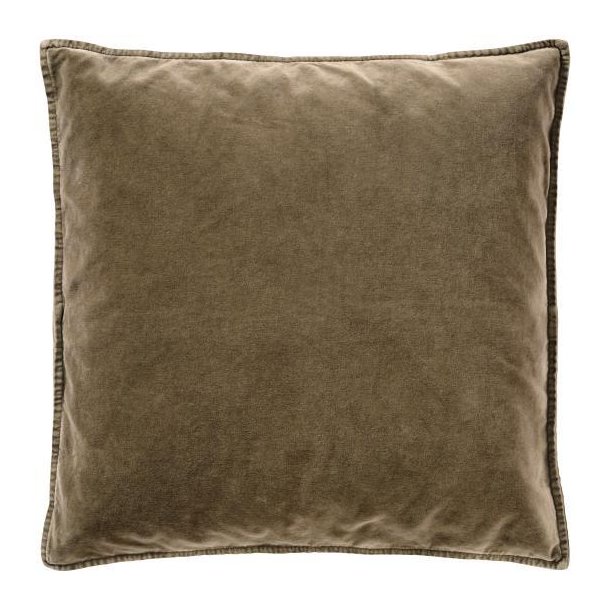 pudebetr�k, velourpudebetr�k, pudebetr�k velour, Truffle, taupe pude, brun pude, gr�brunt pudebetr�k, mokkafarvet pude, stenvasket bomuldsvelour, pudebetr�k 52x52, pyntepude, sofapude, vintage pudebetr�k