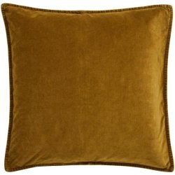 Velourpudebetr�k Ochre Green i varm okkergr�n nuance 52x52 cm