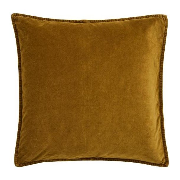 Velourpudebetr�k Ochre Green i varm okkergr�n nuance 52x52 cm