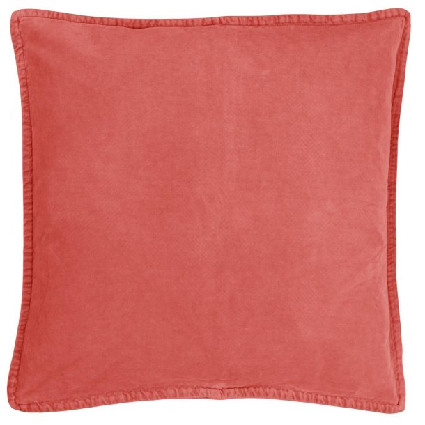 Velourpudebetr�k Melon i varm koral- og melonfarve 52x52 cm
