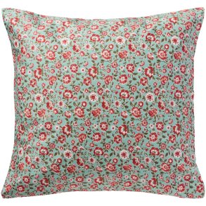 Pudebetr�k - Gr�nt med rustfarvede blomster og gr�nne blade - 60 x 60 cm