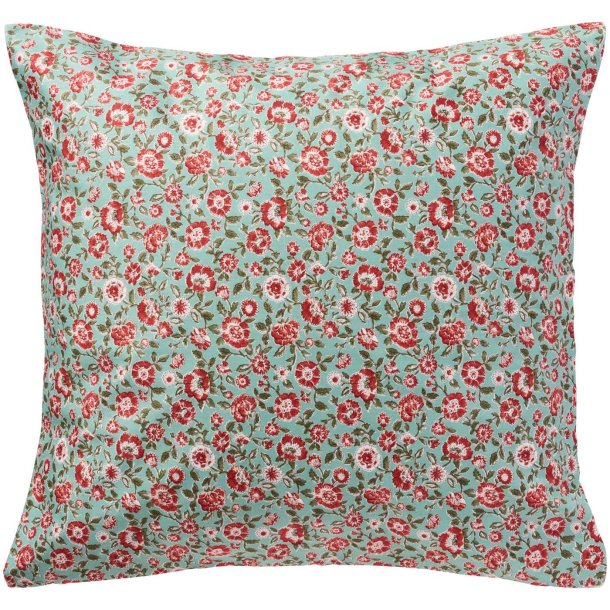 Pudebetr�k - Gr�nt med rustfarvede blomster og gr�nne blade - 60 x 60 cm