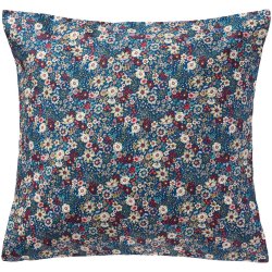 Pudebetr�k - Bl�t med off white, r�de, bl� og rosa blomster - 60 x 60 cm