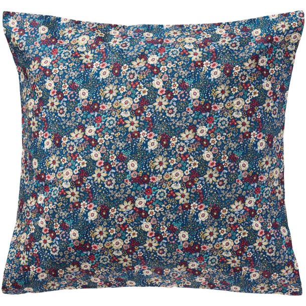 Pudebetr�k - Bl�t med off white, r�de, bl� og rosa blomster - 60 x 60 cm