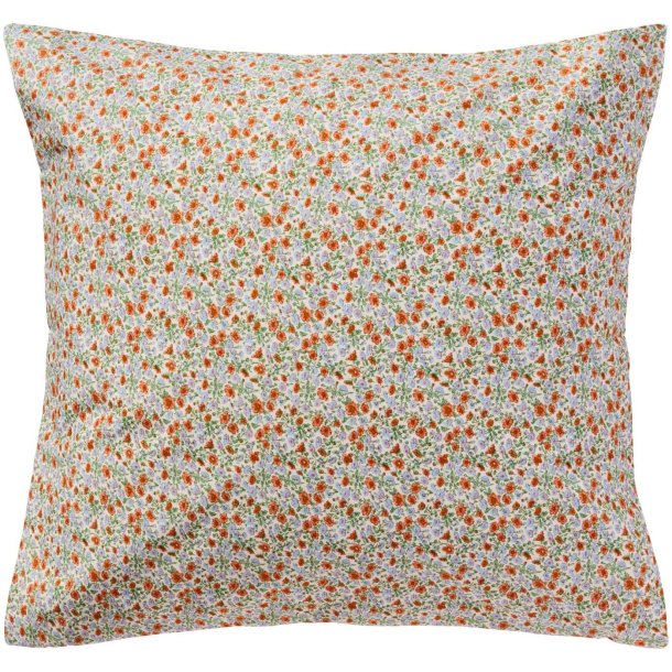Pudebetr�k - Lysebl� og rustfarvede blomster - 60 x 60 cm