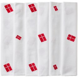 Dug - Aflang m/danske flag hvid - 150 x 250 cm