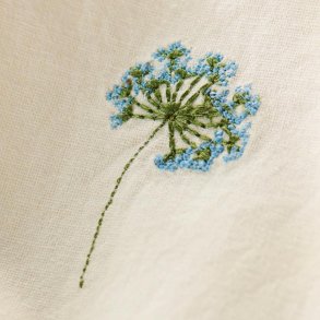 Stofserviet - Flora - Bl� sk�rmblomst - Butter cream - 40 x 40 cm