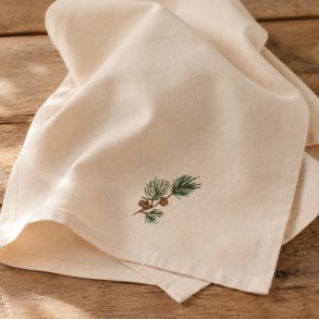 Stofserviet - Tradition  - Fyrregren med kogle - H�rfarvet
