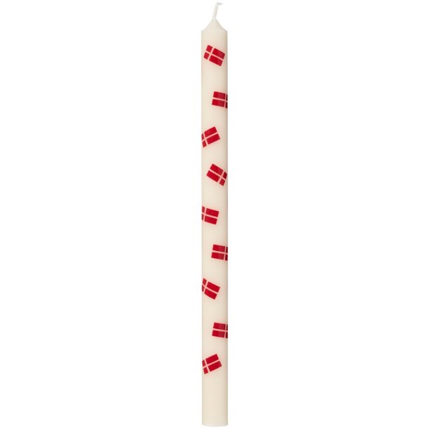 Kertelys med Dannebrog - Stearin - �:1,3 H:20 cm