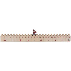 Julekalender i tr� med flytbar nisse � L: 50 cm