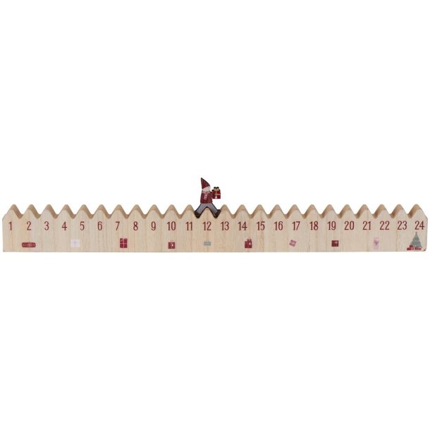 Julekalender i tr� med flytbar nisse � L: 50 cm