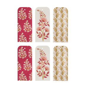 6 gavemrker af hndlavet papir - 12 x 5 cm