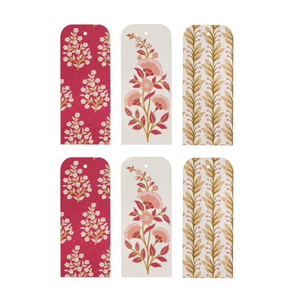 6 gavemrker af hndlavet papir - 12 x 5 cm