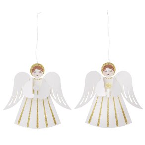 Papirengle Gloria � hvid/guld � s�t med 2 � Bungalow