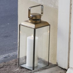 Lanterne - Messingfinish - 14 x 14 x H:36 cm