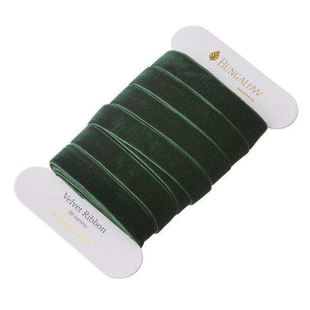 M�rkegr�nt velourb�nd fra Bungalow i farven Hunter 1,6 cm x 10 m