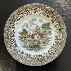 Vintagetallerken - Kage eller dessert - W. H. Grindley &amp; Co. - �:17,5 cm